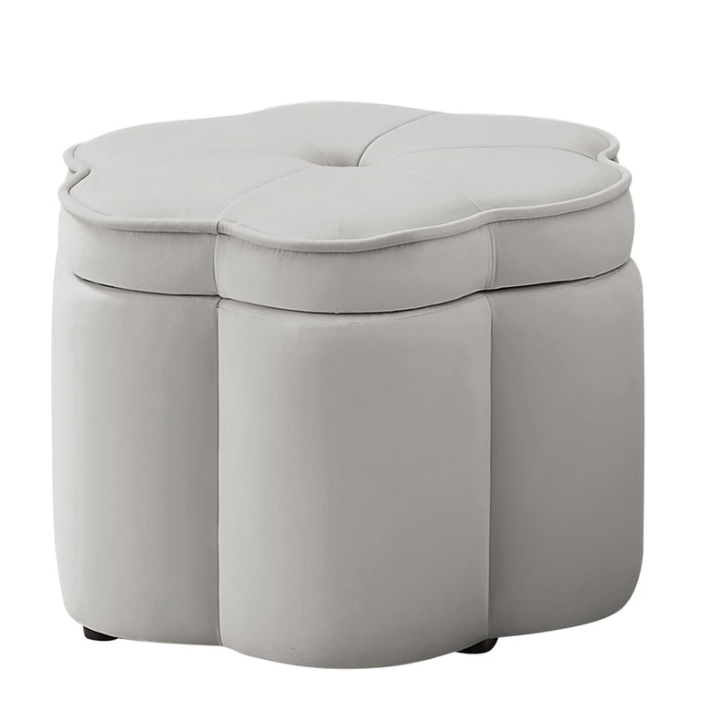 Aukfa Flower-Shaped Nesting Storage Ottomans, Gray Velvet, Set of 2 photo 8