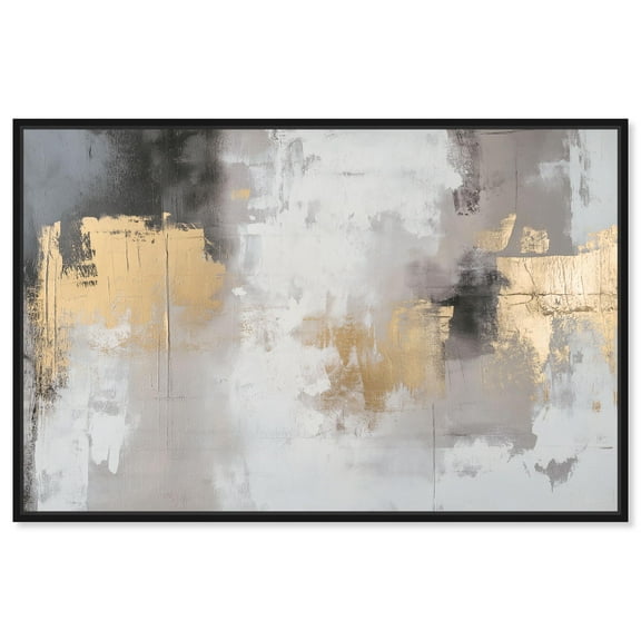 Gilded Gray I Canvas Boho Wall Art by Art Remedy, Black Frame, 15 x 10