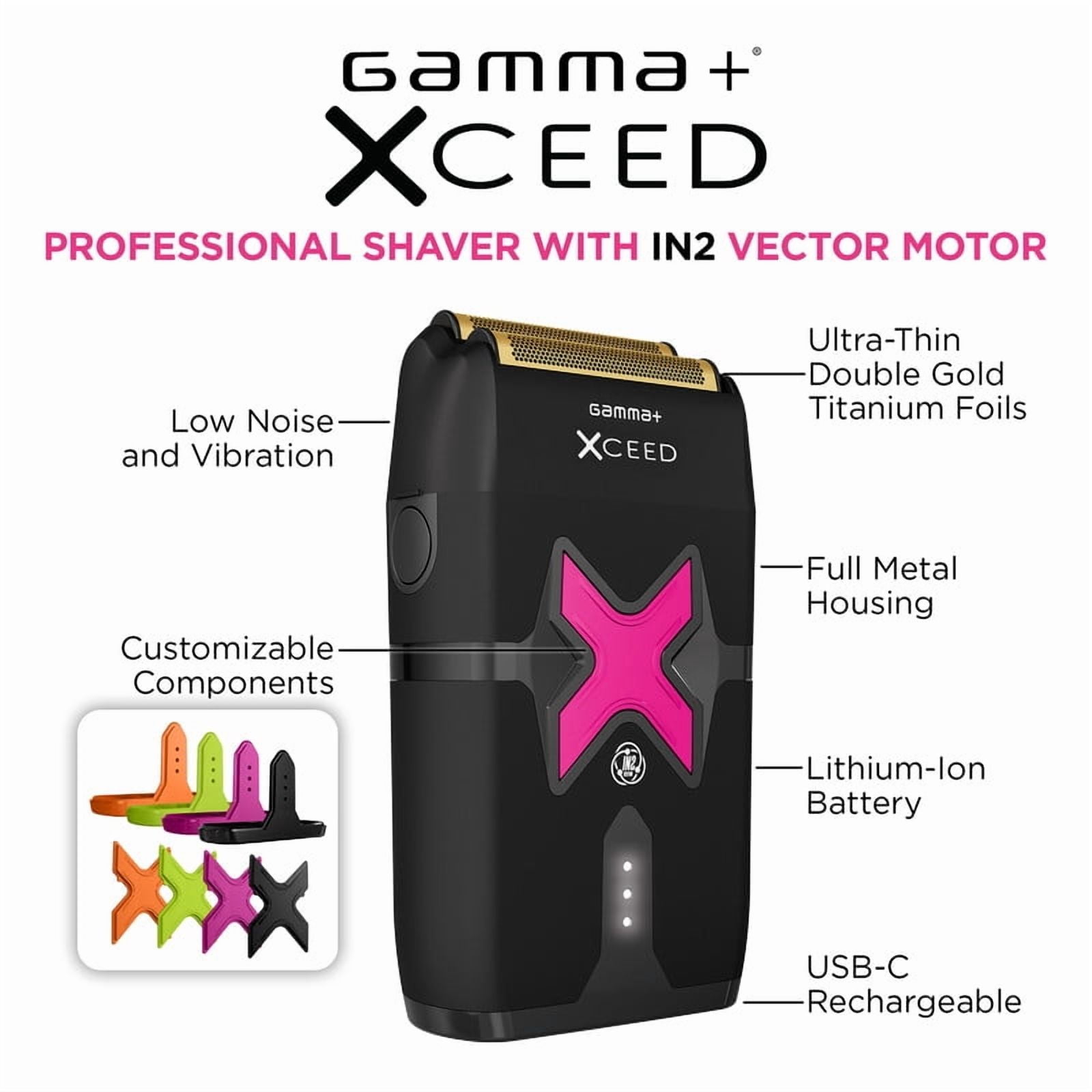 GAMMA+ XCeed Professional Foil Shaver, USB-C Rechargeable with IN2 Vector Motor, Gold Titanium Foil, Metal Housing with Customizable Components