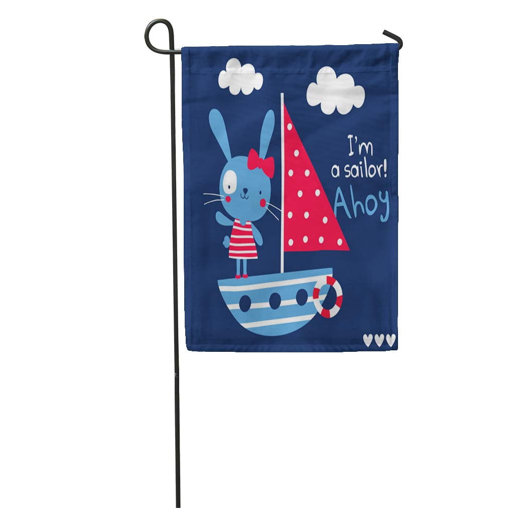 LADDKE Blue Adorable Cute Bunny Rabbit Sailor Ship Adventure Ahoy ...