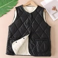 thumbnail image 3 of Winter Fleece Quilted Vest Women Thicken Fuzzy Padded Jackets Sleeveless Button Front Fall Winter Warm Coats Black, 5XL, 3 of 3