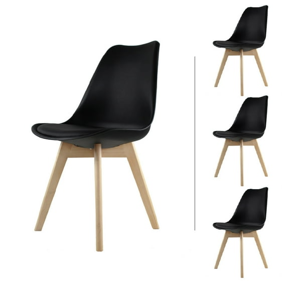 Mundo In Juego de Sillas Negras Eames Frankfurt para Comedor 4 Piezas Mundo In Casa