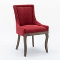 thumbnail image 6 of Fabric Upholstered Dining Chairs Set of 2, Tufted Dining Room Chairs with Curved Back and Bronze Nail Head, Thickened Dining Chairs with Solid Wood Legs for Kitchen Dining Room, Burgundy, 6 of 9