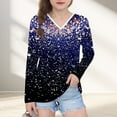 thumbnail image 1 of YUNAFFT Girls V-Neck Top Long Sleeve Star Gradient Print Pullover Trendy Celestial Design, 1 of 8