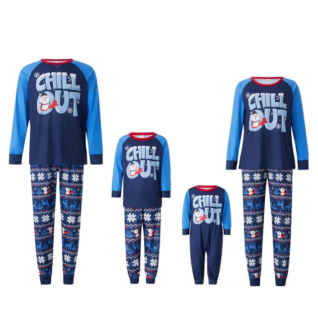 Nituyy Ensembles de Pyjamas de Noël Assortis pour la Famille, Hauts à Manches Longues et Col Rond avec Imprimé Lettre + Pantalons Imprimés Élan Flocon de Neige Père Noël Vêtements de Détente