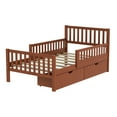 thumbnail image 5 of JERFIT-Twin Wood Platform Bed with Both-Side Guardrails, 2 Spacious Storage Drawers, Walnut, 5 of 9