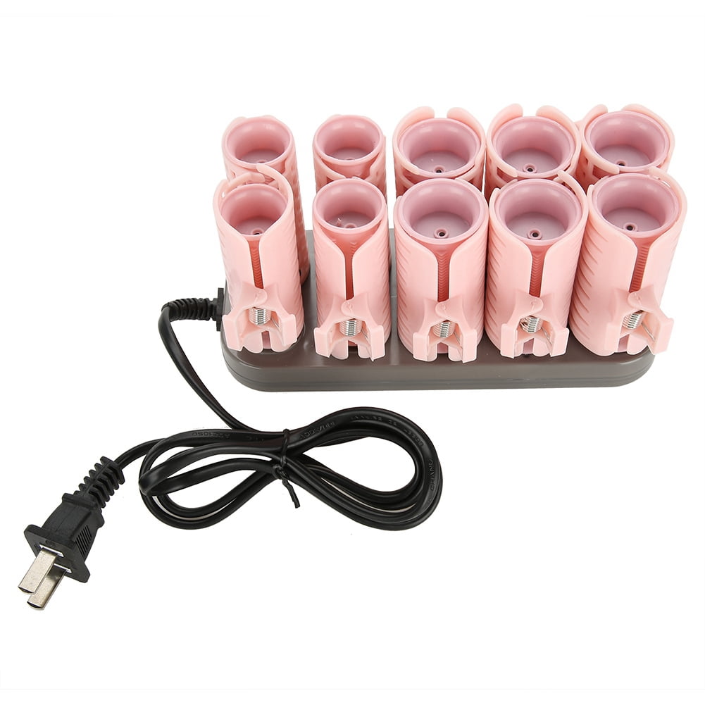 Tebru 10Pcs Professional Electric Heated Roller Curling Roll Hair Tube Hair Styling Tool, Electric Heated Curler CN Plug 220V, Electric Roll Hair Tube
