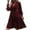 Wine, variant on Cavosen Womens Trendy Dress Green Velvet Long Sleeve Mini Dress Cuffed V-Neck Knee Length Short Dress Solid Smocked Tiered Casual Trendy Dress Vacation Fall Winter Clothes XL