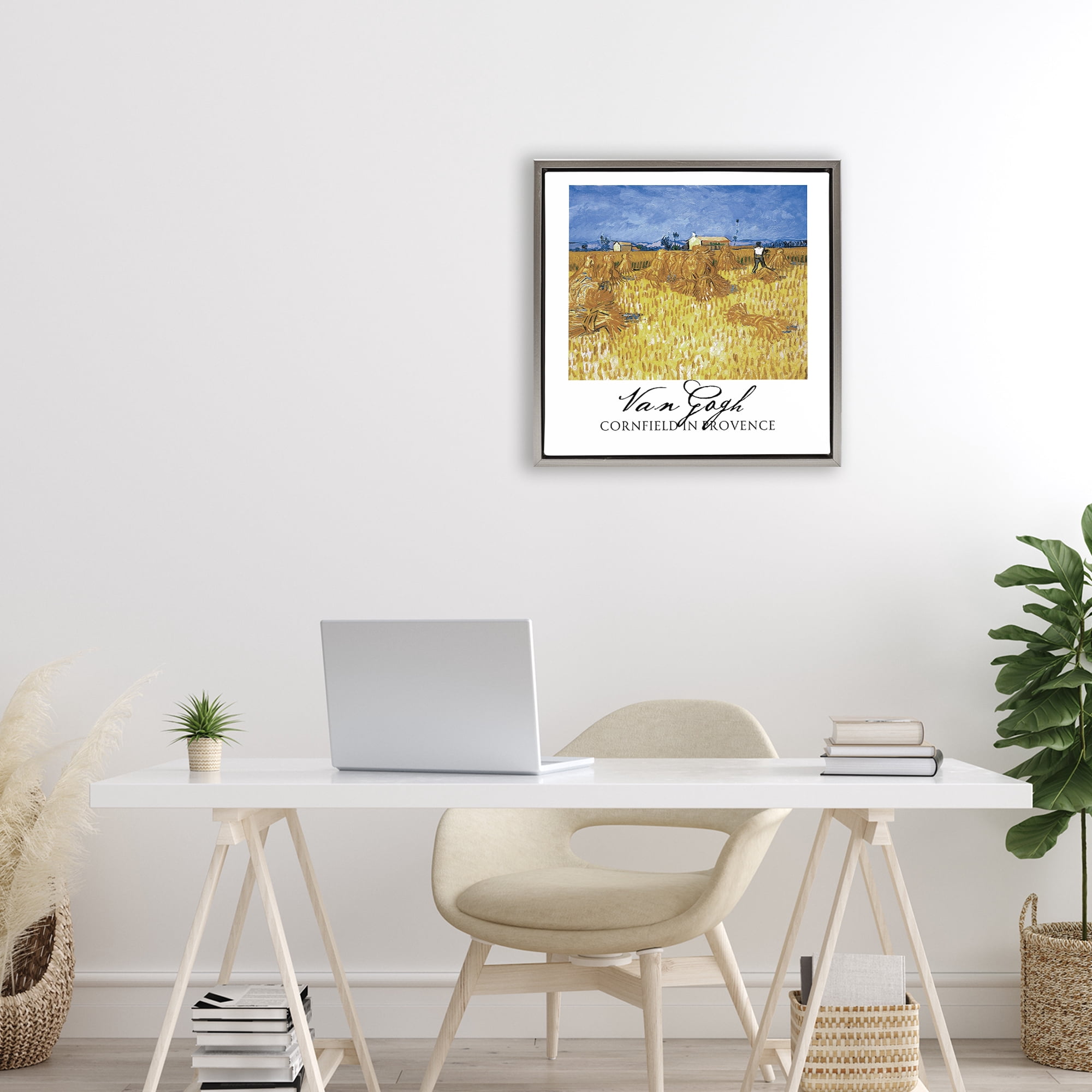Stupell Industries Van Gogh Cornfield Provence Gray Framed Floater Canvas Wall Art, design by Vintage Hustle