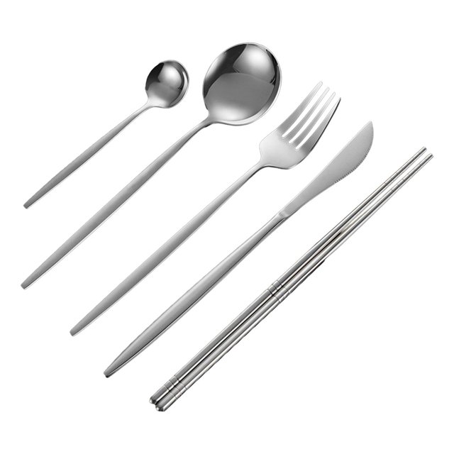 Juego de Cubiertos de Viaje reutilizables Zulema para almuerzo 5x portátil mochilero cocina senderismo Cubiertos para picnic