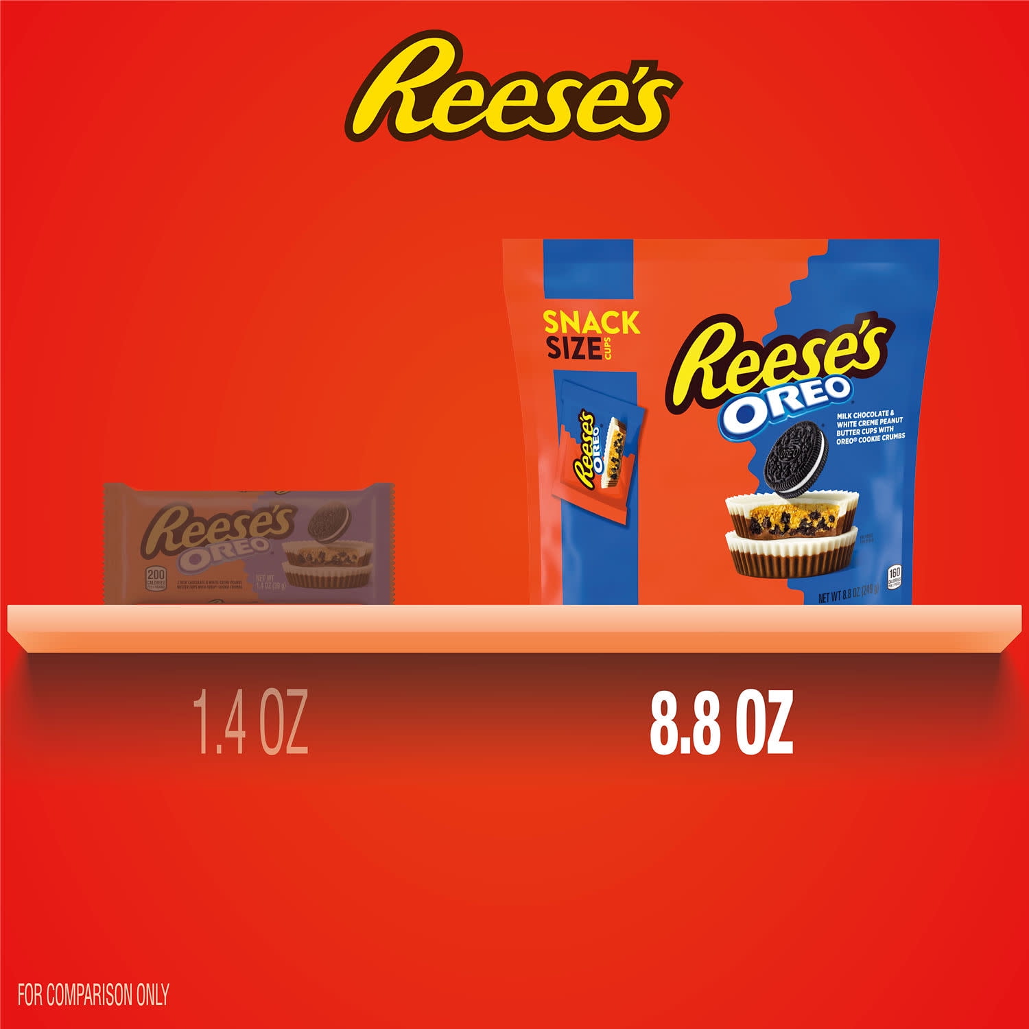 Reese's OREO Milk Chocolate and White Creme Snack Size Peanut Butter Cups Candy, Bag 8.8 oz (pack of 2)