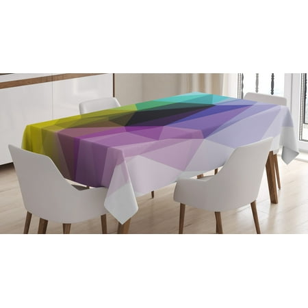 

Ambesonne Digital Tablecloth Rectangular Table Cover Triangles Color Shades 60 x84 Multicolor