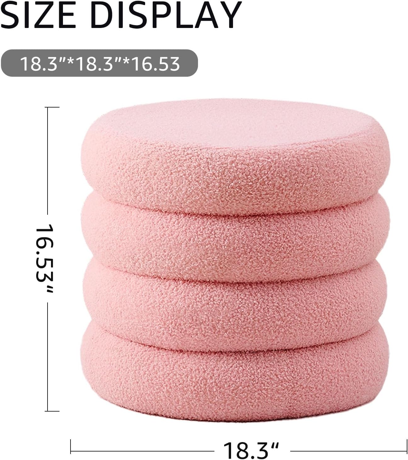 Casa Pura Furniture Round Storage Ottoman, Modern Sherpa Footstool, Teddy Vanity Stool with Flip-Top Tray, Upholstered Footrest for Living Room