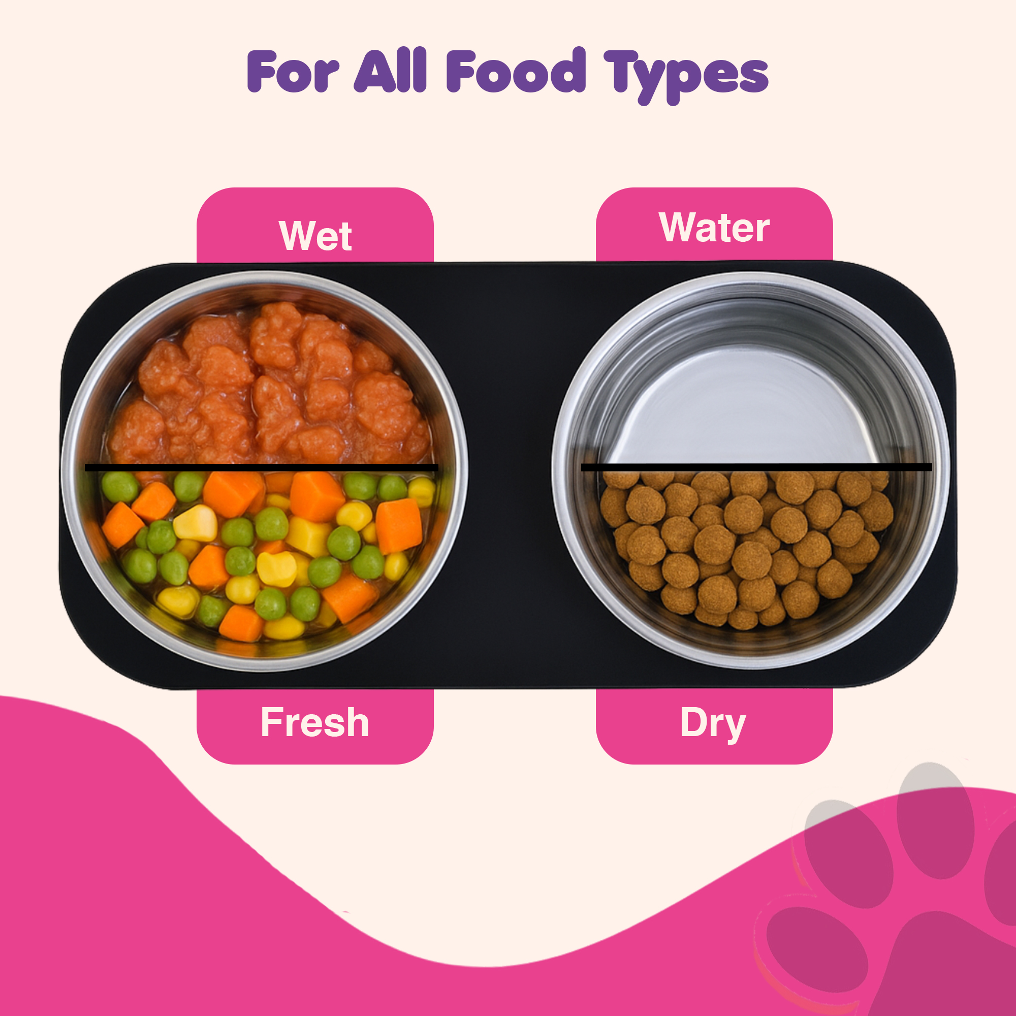 Happinesque 2Pc Elevated & Tilted Stainless Steel Dog & Cat Bowls, Non Slip (2x27 fl oz - 3.5 Cups)
