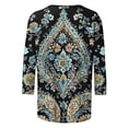 thumbnail image 5 of DDAPJ pyju Sumemr Tops for Women 3/4 Sleeve Crew Neck Floral Blouse Dressy Casual T-Shirt Cute Graphic Tees Navy L, 5 of 6