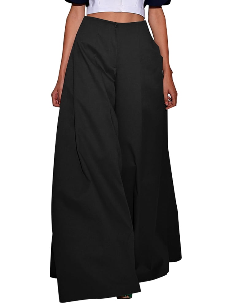 white high waisted wide leg dress pants