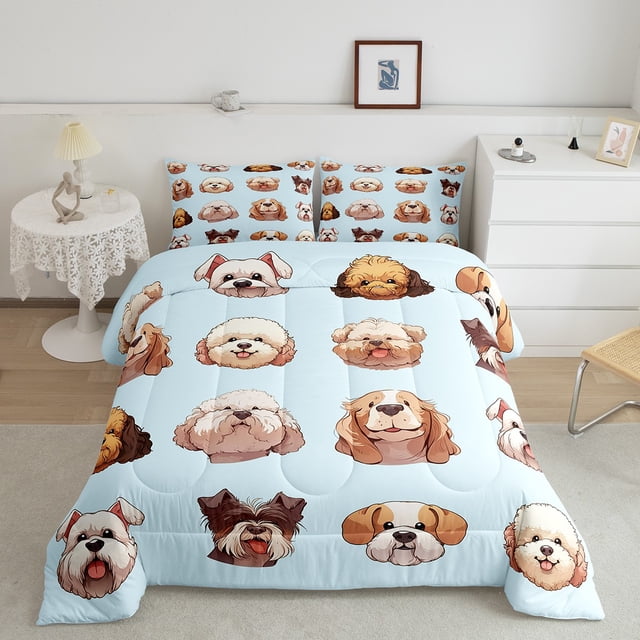 Erosebridal Kids Pet Dog Bedding Queen Comforter Set, Cute Animals Down Comforter, Cartoon Decorative, Breathable