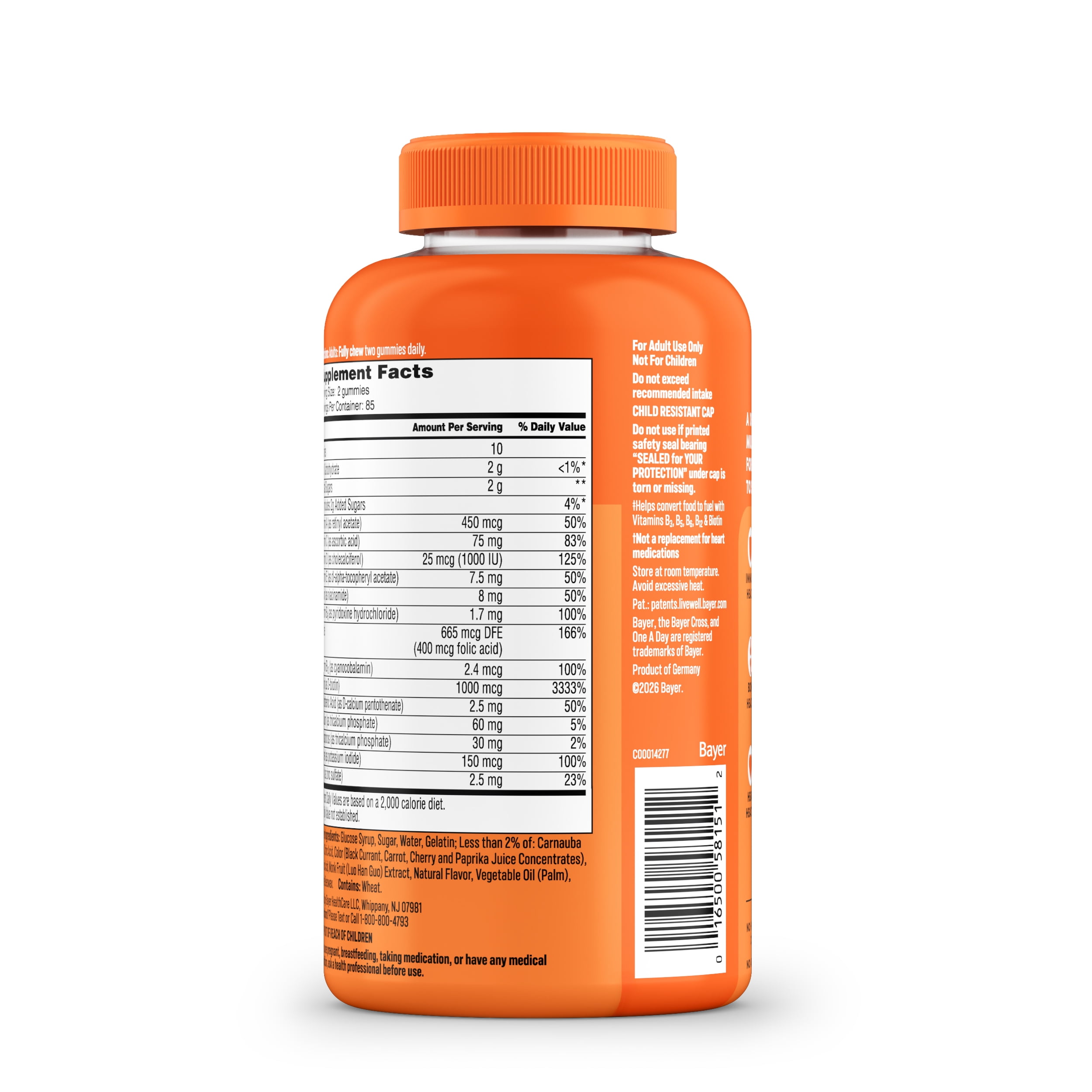 One A Day Womens Multivitamin Gummy with 1000mcg Biotin, for Hair, Skin & Nails, 170 Count