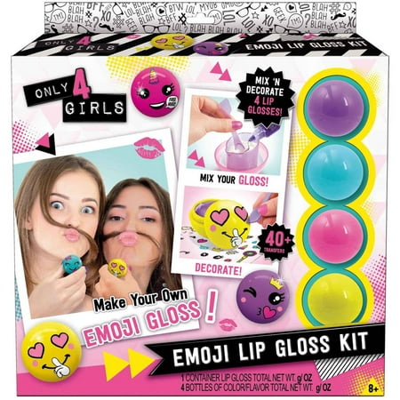 Only 4 Girls - Emoji Lip Gloss Kit 4 Pack, Colors/Style Will
