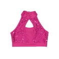 thumbnail image 3 of Haitryli Kids Girls Sleeveless Dance Crop Top Sequin Latin Hip Hop Jazz Disco Costume Dancewear Hot Pink 14, 3 of 5