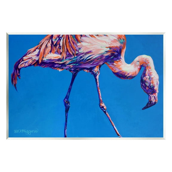 Bold Blue Modern Flamingo Animals & Insects Graphic Art Unframed Art Print Wall Art
