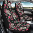 thumbnail image 4 of Psesaysky Easy to Install Car Seat Cover Decor Protector for Sedan, Washable Comfortable Front Seat Cover Polyester Fabric Full Set of 2PCS, Sugar Skull & Rose Print with Heart Accents, 4 of 9