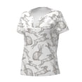 thumbnail image 2 of Naloa Hand Drawn Rabbit Print T-Shirts Short Sleeve V Neck Tees for Women Fashion Tops Trendy Lightweight Soft Casual Summer Outfits Clothes, 2 of 5