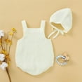 thumbnail image 3 of Musuos 2 Pcs Baby's Sleeveless Knitted Vest Romper, Solid Color Lace-up Hat, 3 of 5