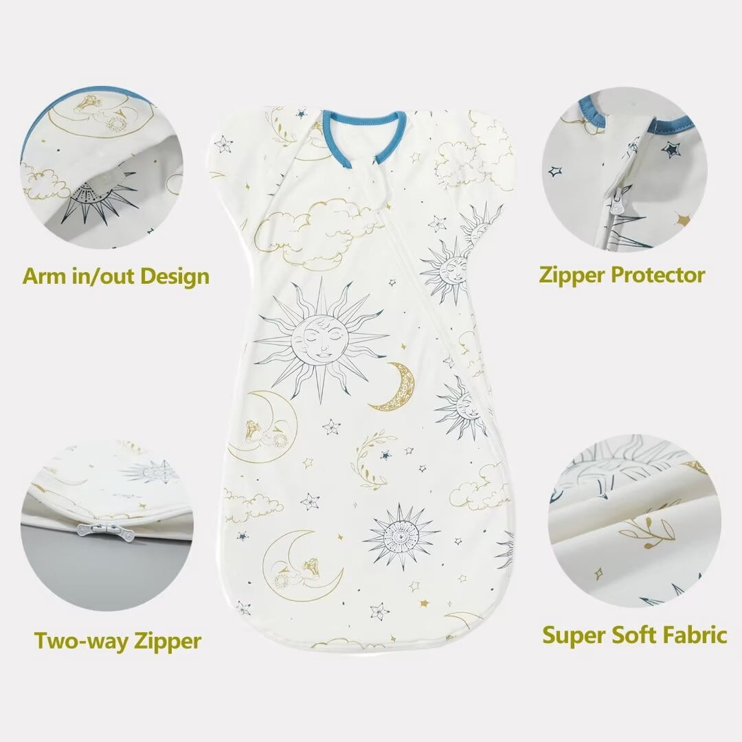 Baby Transtion sleep Sack baby sleep sack 3-6 Months swaddle sack Infant wearable Blanket (White, 3-6Months)