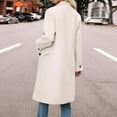 thumbnail image 4 of Women Winter Wool Blend Camel Mid-Long Coat Notch Double-Breasted Lapel Jacket Outwear, 4 of 6