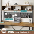 thumbnail image 5 of L-Shaped Office Desk with LED Lights & Charging Station, Reversible Computer Desk with Storage Shelf & Pegboard for Bedroom Study Writing, Rutic Brown, 5 of 9