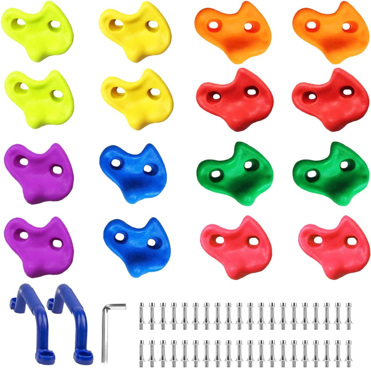 30 Pcs Kids Rock Climbing Hold Set – Pig Nose Shape With 4 Safety Handles For Indoor/Outdoor Walls