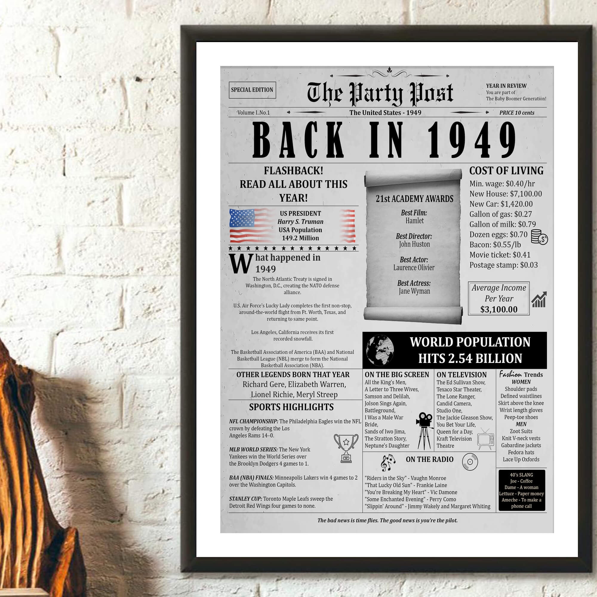 The Party Post 76th Birthday Party Decorations Poster with Stand Back In 1949 Unframed Card - Walmart.com for Back In 1949 Free Printable