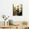 thumbnail image 2 of Nawypu  Rabbit Canvas Wall Art for Bathroom Decor Funny Rabbit Sitting on Toilet Reading Newspaper Poster Prints for Home Decor (Rabbit), 2 of 4