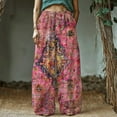 thumbnail image 2 of Simua Baggy Pants for Women Boho Floral Print Elastic Waist Wide Leg Casual Trouser with Pockets, 2 of 5