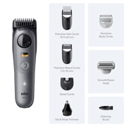 Braun All-in-One Series 5 Trimmer Kit, 40 Lengths, Ultra Sharp Blade, AIO 5510, Moonstone Grey