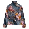 thumbnail image 6 of Jackets for Women Winter Coat Jackets Flannel Stand Collar Jacket(Seashells, Flowers, And Pearls Pattern,Size:S-4XL), 6 of 7