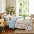 thumbnail image 4 of NAYOROOM Tropical Light Blue Red Floral Duvet Cover King Set, 3 Piece Reversible Super Soft Comforter Cover, 4 of 8