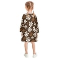 thumbnail image 3 of long-sleeved dress Brown and White Flowers A-line dress with ribbed cuffs Soft and comfortable, 3 of 6