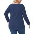 thumbnail image 5 of WellSize Womens Plus Size Tops Casual Pleated V Neck Fall Blouse Tunic Long Sleeve Shirts, 5 of 8