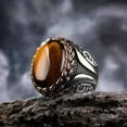 thumbnail image 1 of Anillo de plata de ley con ojo de tigre natural para hombre, talla 10 Sailing Electrónica, 1 of 5