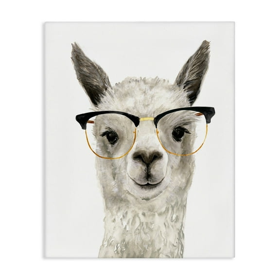Stupell Industries Farm Animal Llama In Glasses Animals & Insects Painting Gallery Wrapped Canvas Print Wall Art