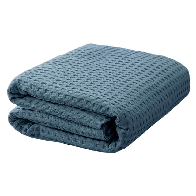Manta de tejido gofre: manta ligera, suave, transpirable y lavada, perfecta para el verano; excelente capa para sofá cama, elegante decoración del hogar