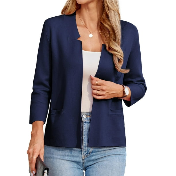 Chaqueta de punto GRACE KARIN para mujer, frente abierto, manga 3/4