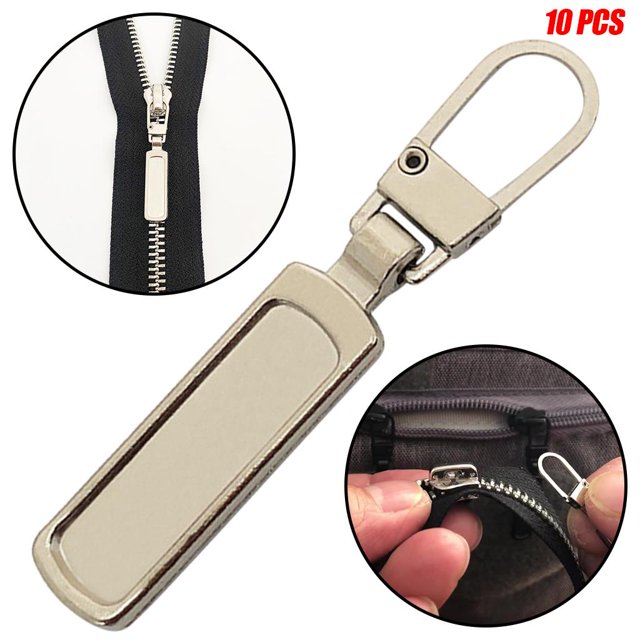 10 paquetes de tiradores de cremallera, cabezales de repuesto para cremalleras, accesorios de cremallera para , chaqueta, equipaje, bolso, male Plata Soledad Cremalleras de reparación