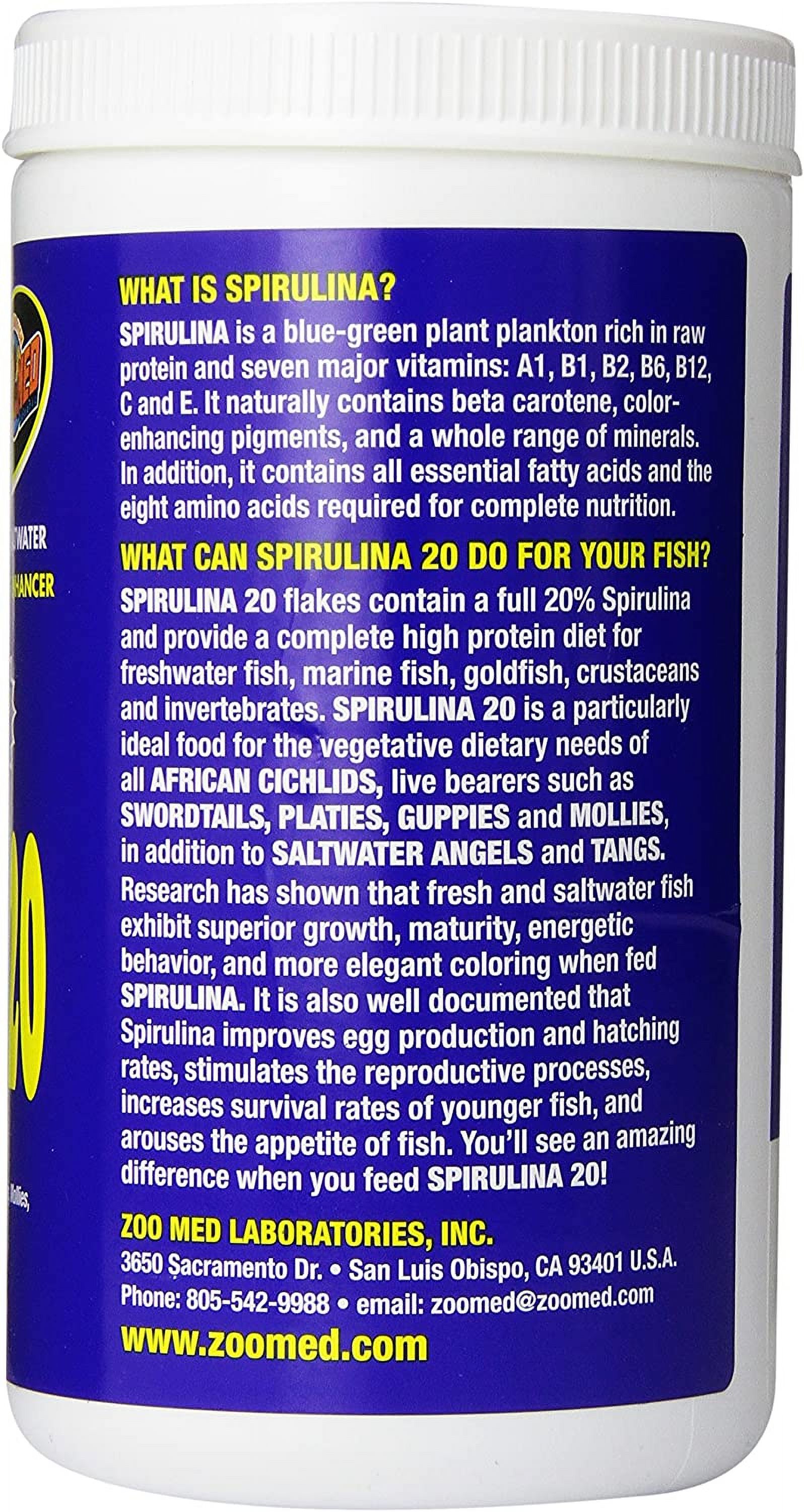 Zoo Med Spirulina 20 Fish Food Flakes [Aquarium Herbivore Food, Aquarium Supplies] 4 oz