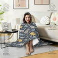 thumbnail image 4 of Wearable Blanket,DarkGray Cartoon Dinosaurs Pattern Hooded Wearable Flannel Blanket for Adults & Teens,Winter Poncho Shawl Wrap Cape Cozy Anti-Pill,50"x60", 4 of 5