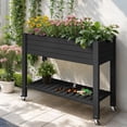 thumbnail image 7 of ModFusion Raised Garden Bed with Lockable Rolling Wheels, Divider, Monitoring Water System, Balcony Storage Shelf, 2 Tier Elevated Planter Boxes, 21 Gallon, Patio Carts, Black, 7 of 7