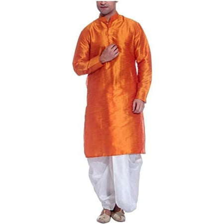

Royal Men s Silk Blend Dhoti & Kurta Set_Orange