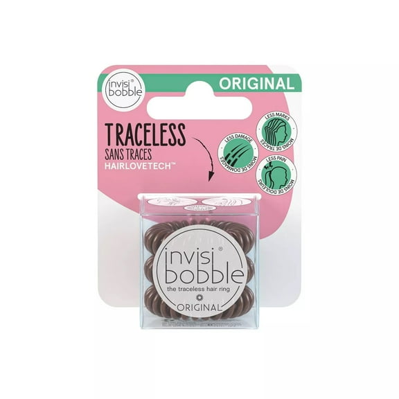 Invisibobble The Traceless Hair Ring, Original, Pretzel Brown, 3 count